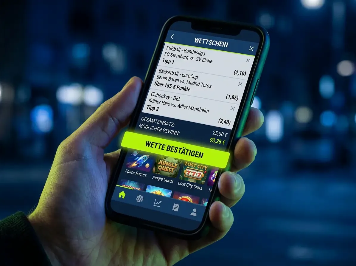 Mobiles Wett- und Spielerlebnis bei Knossi Casino auf einem Smartphone-Bildschirm.