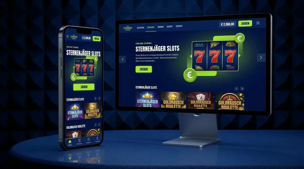 Knossi Casino Web- und Mobile-Ansicht auf Smartphone und PC-Bildschirm.