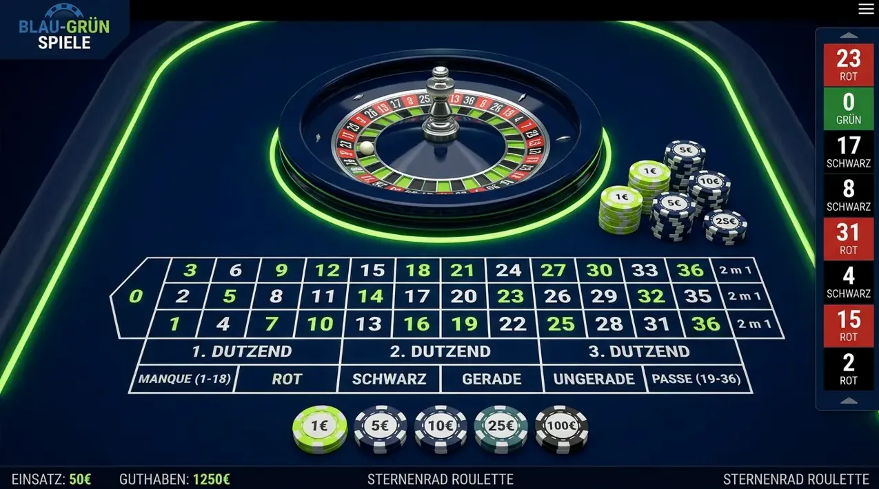 Klassischer Roulette-Tisch im dunklen Design auf der Plattform Knossi Casino.